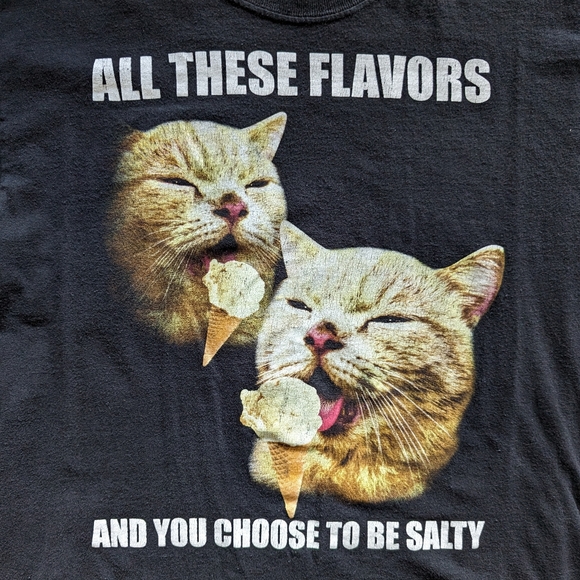 Salty Attitude Cat + Ice Cream T-shirt sz M - Picture 2 of 5